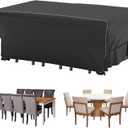 Velway Patio Furniture Set Cover - Heavy Duty 420D Waterproof Weatherproof Sofa Couch Set Covers Garden Dining Table Chair Set Cover with Reflective Tape Rectangular 95"L x 64"W x 39"H - Black