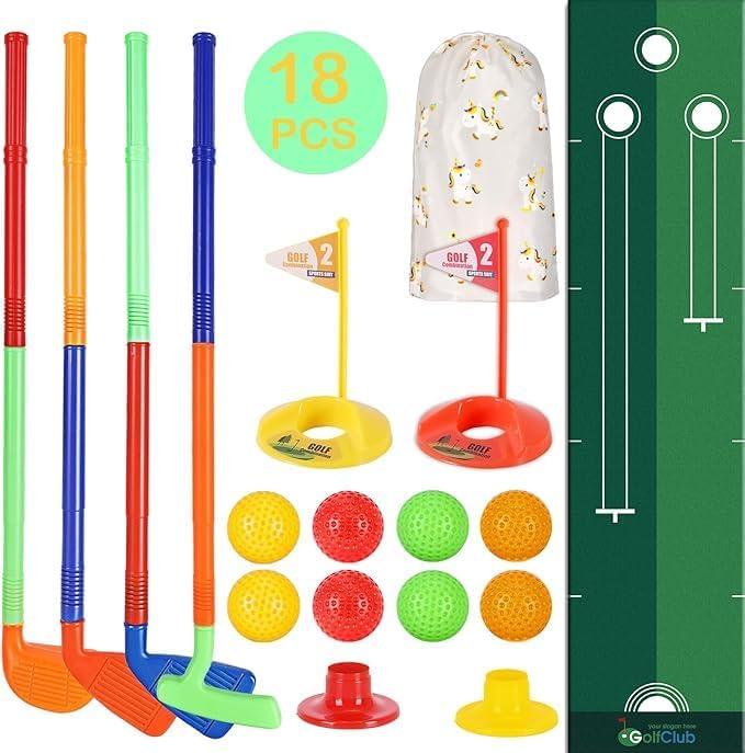 Toddler Golf Set- Chipping Net with 8 Balls, 4 Plastic 23.3" Kids Golf Clubs 3-5 Indoor Ourdoor Sports Toys Birthday for Toddlers Girls Boys 3 4 5 6 Year Old (Classic Edition)
