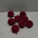 8 Pcs Burgundy Red Crochet Christmas Ornaments Balls 3.15 Inch Velvet Knitted Balls Ornaments Handmade Crochet Decoration for Xmas Tree Farmhouse Decor