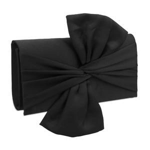 YYW Black Bow Clutch Purses for Women Evening Bag Formal Vintage Satin Handbags for Bridal Wedding Party(Black)