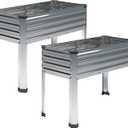 DIIYIV 2PCS Galvanized Raised Garden Bed with Legs,2PCS 481830in Elevated Planter Box for Backyard,Outdoor Garden, Patio, Balcony, 300lb Capacity,Silver