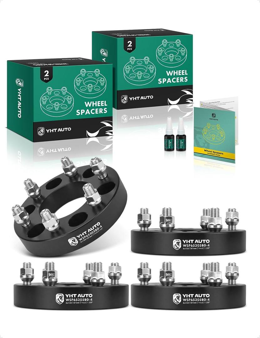 YHTAUTO 6x135mm Wheel Spacers 1.25 inch Fits 2003-2014 Ford F-150, Expedition & Lincoln Navigator, Mark LT, Forged Tire Spacers 32mm with M14x2 Studs 87mm CenterBore, Not Hubcentric, 4PCS, Black