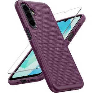 FNTCASE for Galaxy A17/A16 5G Phone Case - Samsung A17 Military Grade Drop Protection, 14ft Drop Tested, Screen Protector Included, Anti-Slip Textured, TPU+PC Dual Layer Shockproof Cover (Burgundy)