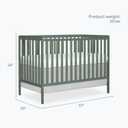 Dream On Me Synergy 5-in-1 Convertible Full-Size Baby Crib with Toddler, Day & Full Bed Conversion in Meadow Green, GreenGuard Gold & BSA, 3 Mattress Heights, Sustainable Pinewood (EXP 10/04/26)