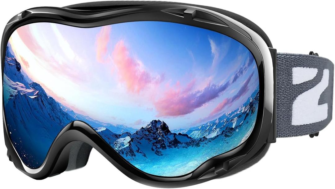 ZIONOR Lagopus B1 Ski Goggles OTG Anti fog Snow Goggles UV Protection Snowboard Goggles for Men Women Adult Youth (One Size, A1-vlt 10.5% Black Frame Silver Lens)