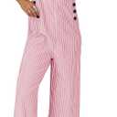 PRETTYGARDEN Overall Jumpsuit For Women 2025 Summer Casual Wide Leg Sleeveless Button Striped Jumpsuits Trendy Outfits (XX-Large)