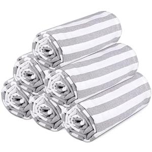 Urban Villa Set of 6 Peshtemal Turkish Beach Towel Oversized 36x72 Absorbent Extra Large - Sand Free Quick Dry Bath Towels - Lightweight Travel Cruise Camping Spa Towels - Grey