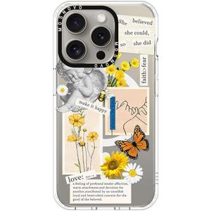 MOSNOVO Case for iPhone 15 Pro, [Compatible with Magsafe] [Buffertech 6.6ft Military-Grade Drop Protection] [Anti Peel Off Tech] Clear Phone Case Design - Vintage Collage Art
