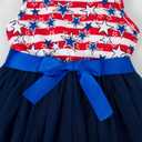 Magic Park 1-6Y Baby 4th of July Dress Toddler Independence Day Dresses Girl Patriotic Outfits Star Stripe A-line Tulle Skirt(Red White Blue Sleeveless, 1-2T)