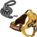 AUROTH Dog Harness and Leash Set, Soft Padded Service Vest Harness with 5.25FT Dog Leash, Easy On Pet Vest, Adjustable Reflective No Pull Dog Harnes Medium Sized, Easy Walking and Training
