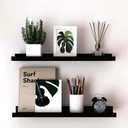Long Floating Shelves for Wall Decor, Long Wall Mounted Storage Shelf for Bedroom, Living Room, Bathroom, Kitchen, Nursery, Display Picture Ledge Shelf with Lip Set of 2-24 Inches, Black