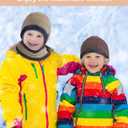 Syhood 4 Sets Kids Winter Hat and Scarf Set Warm Fleece Lining Beanie Hats Knitted Cap Scarf for 5-14 Years Boys Girls (Black, Gray, Brown, Khaki)