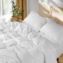 SONORO KATE 100% French Linen Duvet Cover Queen Size, Soft Breathable for Hot Sleepers, Moisture Wicking & Durable Cover Set - Zipper Closure & 4 Corner Ties Duvet Covers 3 Piece (White,Queen)