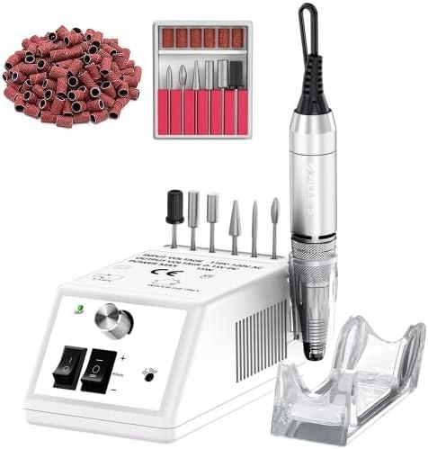 Professional Electric Nail Drill Machine 30000 RPM Efile Buffer Manicure Grinder Tools for Acrylic Nails with Nail Bits and Sanding Bands - White