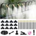 39FT Garden Mister System, Automatic Garden Watering System with 360-degree Bending Dropper Atomizing Copper Nozzle, Drip Irrigation System for Garden, Greenhouse, Yard, Lawn, Plant (12 Spray Nozzles)