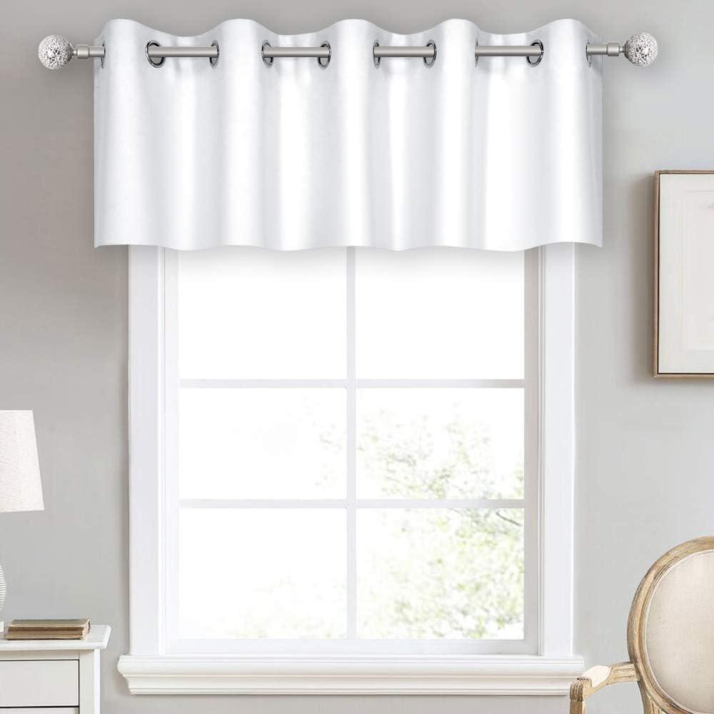 DECOVSUN Solid Pure Off White Grommet Valance for Windows 70X18 Inches Blackout Curtain Valance for Kitchen, Living Room, Bedroom, Kids Room 1 Panel