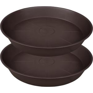 2 Pack of 26 inch Plant Saucer Round, 4.2" Depth Tray, Large Deep Plant Saucers for Pots, Heavy Duty Plastic Flower Plant Water Trays for Indoors Outdoor, Plant Drip Trays (Brown)