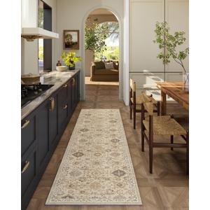 Machine Washable Hallway Runner Rug: 2'x6' Kitchen Rugs Stain Resistant Non Slip Low Pile Soft Carpet Runners for Hallways Indoor Entryway Kitchen Beside Bedroom Bathroom Farmhouse