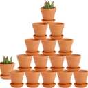 Juvale Mini Terracotta Pots with Saucers - 2.2 x 2.2 x 1.9 in, Brown, 16-Pack, Rustic - Succulent & Cactus Pots with Drainage Hole & Plant Saucer for Garden Decor