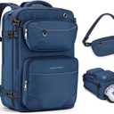 Maelstrom Travel Backpack for Men Women, 35L Carry on Backpack for Traveling on Airplane,with Belt Bag&Shoe Compartment,Waterproof Laptop Backpack fit 17Laptop-Navy Blue, Large