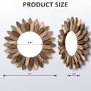 Honiway Boho Wall Decor 12 inch Decorative Mirror with Rustic Wood Sunburst Frame, Perfect for Bedroom, Living Room, Bathroom, Kitchen