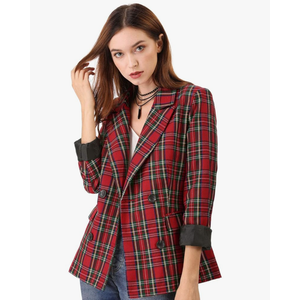 Allegra K Women's Notched Lapel Double Breasted Work Formal Blazer Jacket XL