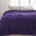 NEWCOSPLAY Super Soft King Blanket Purple Premium Silky Flannel Fleece 3D Checkered Lightweight Bed Blanket All Season Use (Purple Checkered, King(90"x110"))