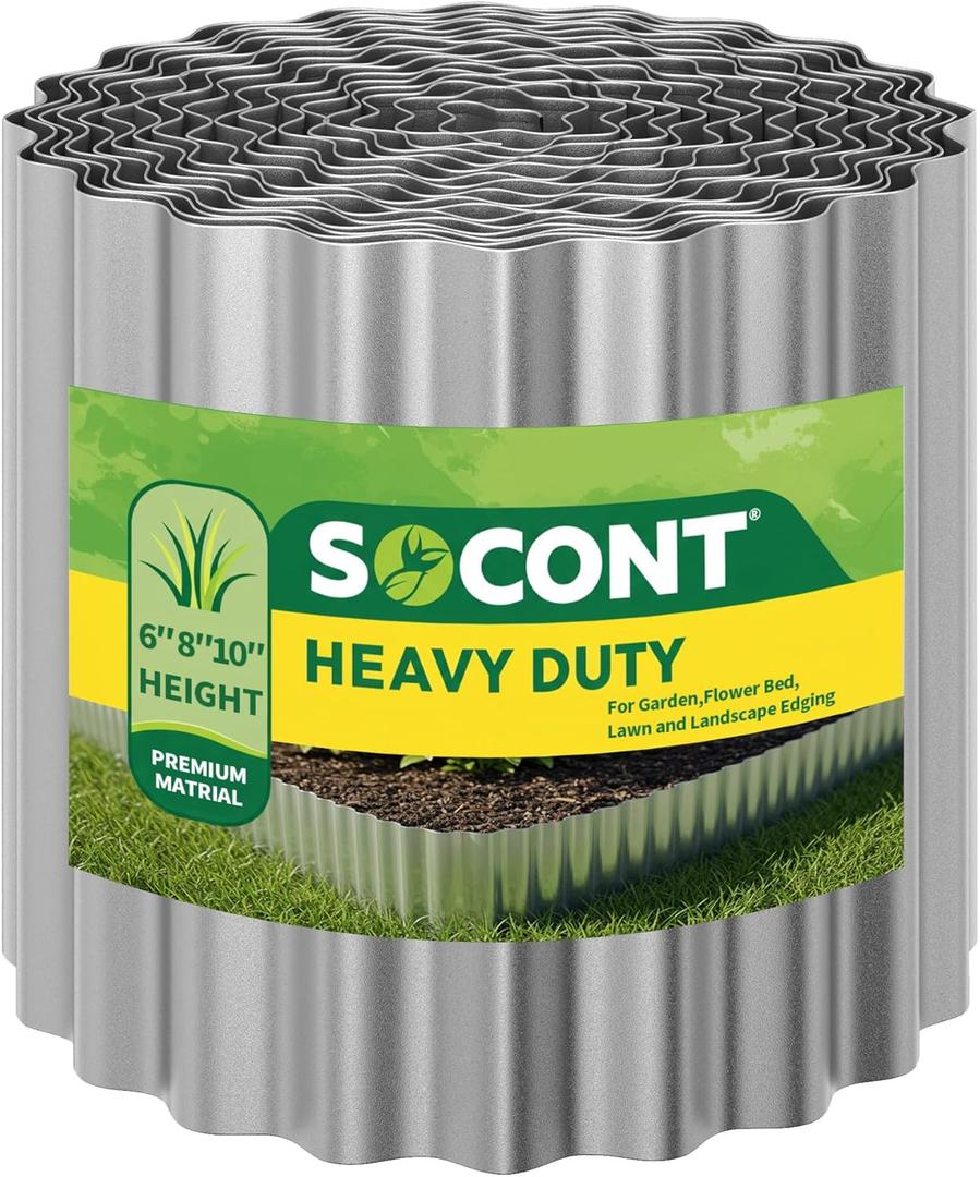 Corrugated Metal Garden Edging, Landscape Edging Border for Garden, Flower Bed, Lawn and Landscape Edging (Silver, 3"50Ft)
