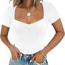Chunpin Women's Bodysuit Long Sleeve Sexy Sweetheart Neckline Body Suits Double Lined Going Out Bodysuits, White, Small