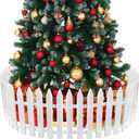 MCEAST 24 Pieces Christmas Tree Fences White Picket Fence Border 4.6 x 12 Inches Mini Plastic Decorative Fences Christmas Tree Barrier for Dogs Kids Home Wedding Fairy Garden Party
