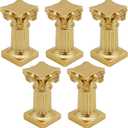5 Miniature Roman Pillar Greek Columns, Resin Roman Column Candle Holder for Wedding Christmas Table Decoration (Gold)