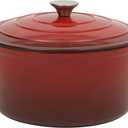 Gibson Home Addlestone 7 Qt Enameled Cast Iron Dutch Oven Pot with Lid  Round, Oven Safe to 500F, Ideal for Bread Baking & Stews - Gradient Red