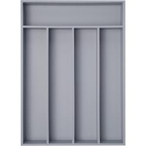 Bamboo Silverware Holder - Drawer Organizer with 5 Slots (Gray)