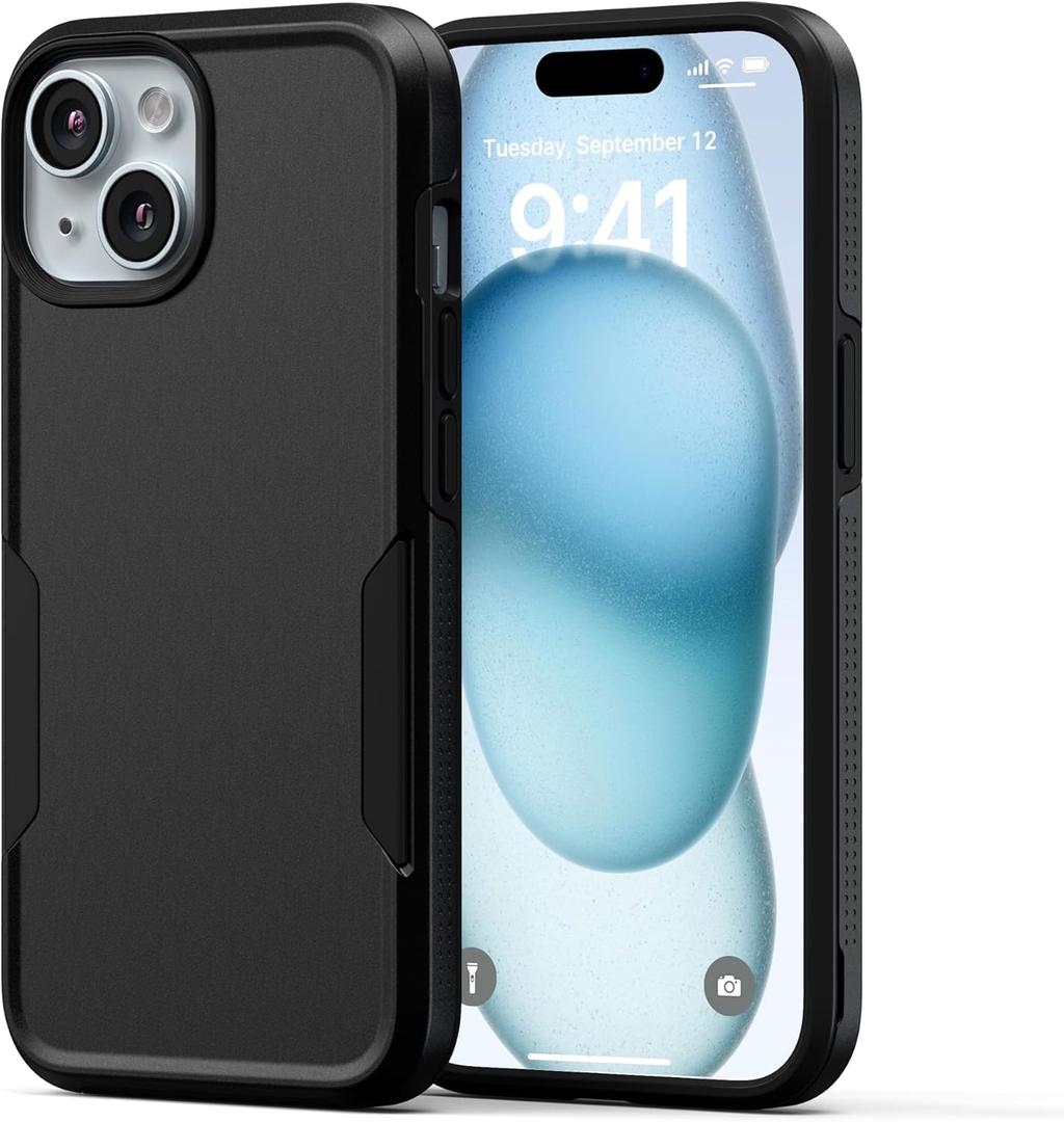 NTG2023 New Designed for iPhone 15 Case, Heavy-Duty Tough Slim Shockproof [2 Layer Structure][Military Grade Protection] Phone Case for iPhone 15 (6.1 Inch), Black
