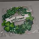 Wooden St. Patrick's Day Decoration Shamrock Door Wreath for Front Door Sign Wall Signs Shamrock Clover Spring Decoration, Irish Sign Welcome Hanging for Home Decor Party Outdoor Indoor Supply