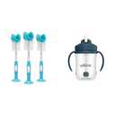 Dr. Brown's Baby Bottle Cleaning Brush Sponge and Scrubber Blue - 3-Pack & Milestones Babys First Straw Cup, Training Cup Weighted Straw, Dark Blue, 6m+ 3-Pack