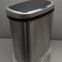 BestOffice | 13 Gallon Trash Can with Lid | Automatic Touchless Garbage Can | Odor Control | Modern Oval Design | Easy to Clean | Stainless Steel | Fits Any Kitchen, Bathroom, Office or Home