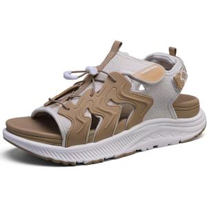 WateLves Womens Wide Orthopedic Diabetic Sandals Summer Walking Hiking Water Outdoor Sandals with Adjustable Strap Comfortable Plantar Fasciitis Arch Support (Brown)