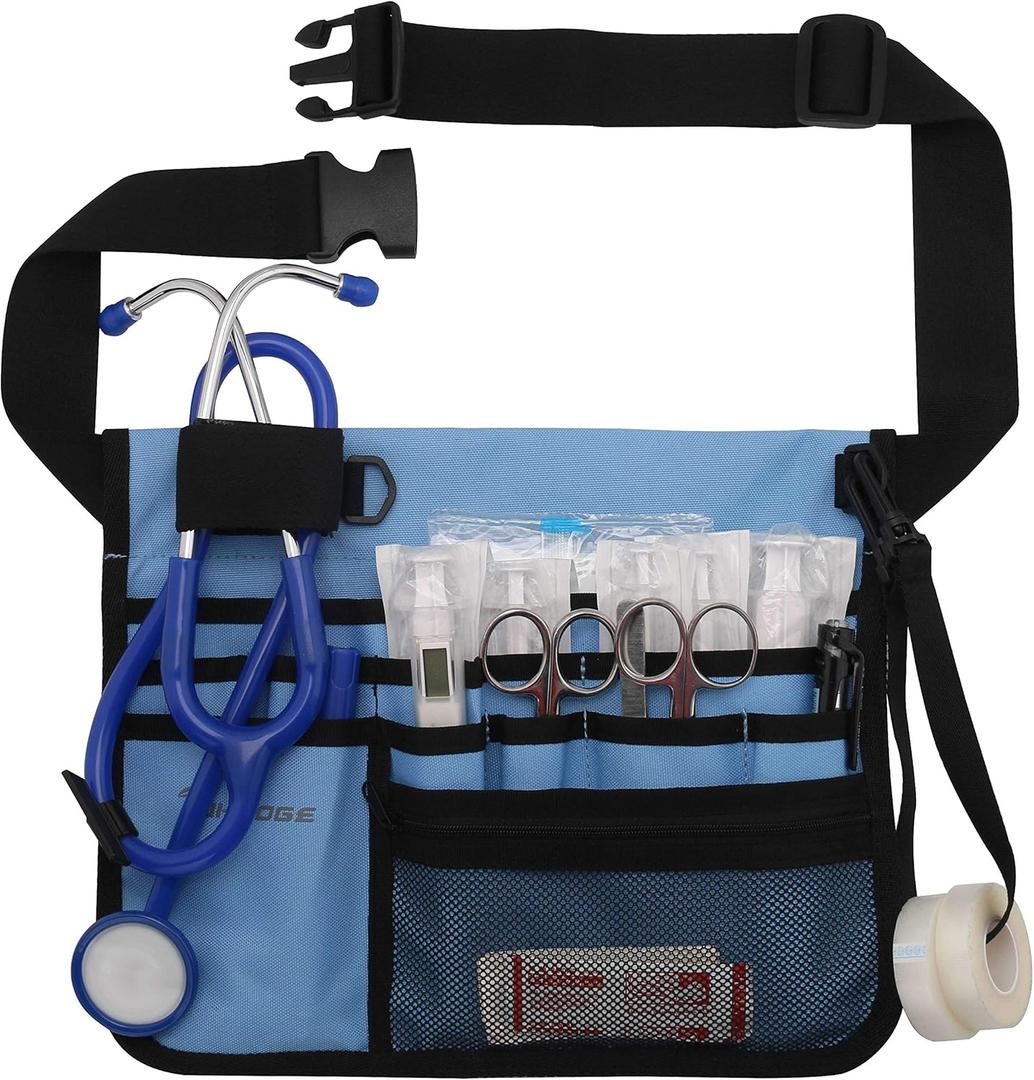 Nurse Storage Bag Multifunctional Nurse Storage Bag, Medical Kit Practical Waist Bag Nurse Pocket Storage Bag (SkyBlue)
