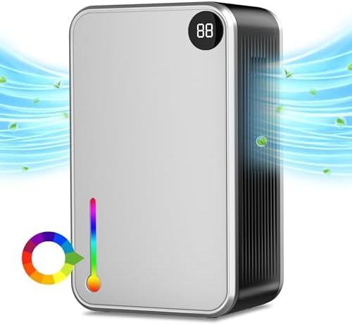 Dehumidifier,Water Tank Dehumidifer for Home,(280 sq. ft) Quiet with Timer, Automatic Shut-off function and Drain House,Dehumidifiers for Bathroom, Bedroom, Basement, 7-color LED light,Grey