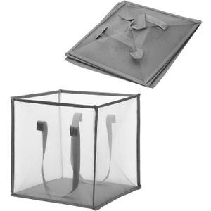 uxcell Foldable Mesh Laundry Hamper - Space-Saving Collapsible Laundry Basket with Breathable Mesh, Durable Design for Dirty Clothes, Home, and Travel Storage(Grey)