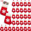 30 Pack Mini Christmas Stockings Snowflake, 8" Knife Spoon Fork Socks Holders, Xmas Candy Pouch Socks Bag for Party Favors, Christmas Tree Decoration