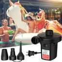 Quick-Fill Electric Air Pump with 3 Nozzles, AC 110V-120V Portable Inflator Deflator for Inflatables Pool Float Toys Air Mattress Bed Couch Swim Ring Tube Raft