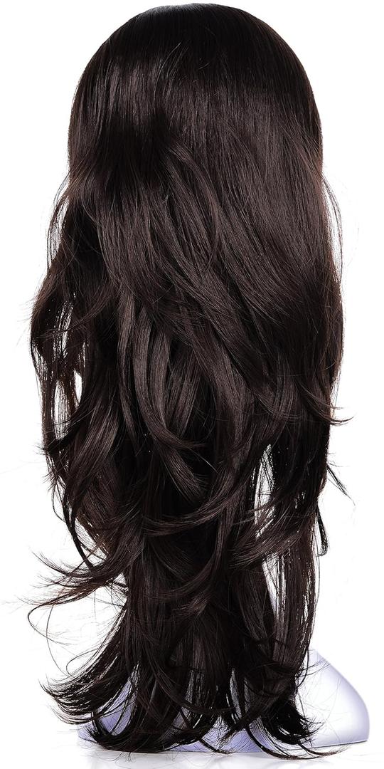 OneDor 22" Semi Curly Hair Women Ladies 3/4 Half Wig Premium Japanese Synthetic fibers Wigs with Secured Mesh Head Cap (R6)