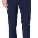 Bofan Mens Suit Pants Expandable-Waist Flat Front Straight Fit Suit Trousers for Men (Small, Navy Blue)
