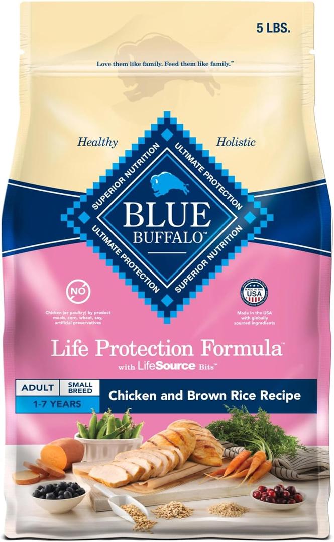 Blue Buffalo Life Protection Formula Adult Small Breed Dry Dog Food, Supports High Energy Needs, Made with Natural Ingredients, Chicken & Brown Rice Recipe, 5-lb. Bag (EXP 10/11/26)