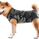 Dog Recovery Suit Abdominal Wound Puppy Surgical Clothes Post-Operative Vest Pet After Surgery Wear Substitute E-Collar & Cone(S, Camouflage)
