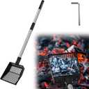 Long Handle Fireplace Ash Sifter, Hollow Out Metal Coal Shovel Adjustable Charcoal Shovel Scoop Heat Resistant Fireplace Tools for Wood Stove Fire Pit Grill (26inch/36inch)