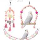 3PCS Bird Toys Bird Foraging Toys Chewing Hanging Birdcage Swing Cage Accessories Parrot Climbing Ladder for Conure Parakeet Cockatiel Budgies Lovebird Parrotlet (Purple)