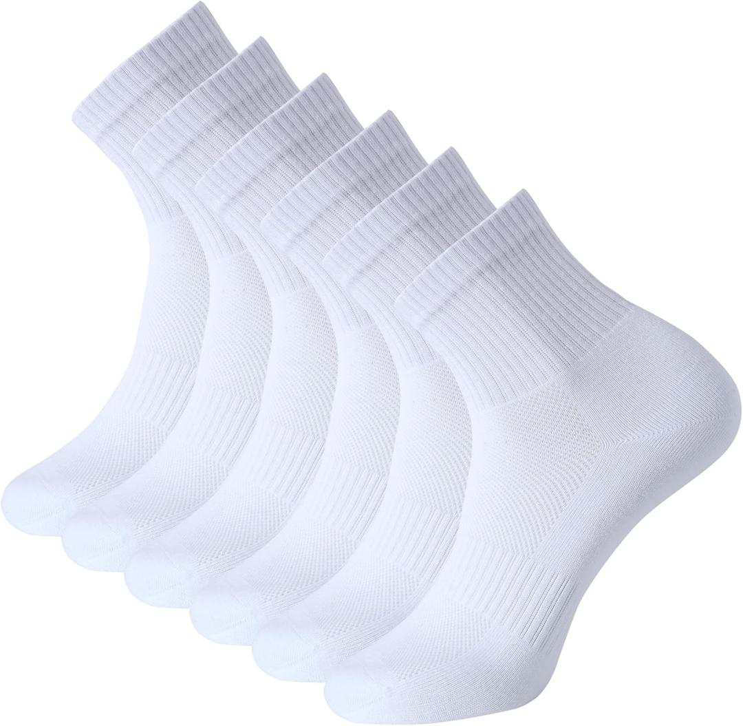 Womens Anti Odor Blister Proof Seamless Breathable Cotton Thin Quarter Crew/Ankle Daily Socks, Size 6-10 (Medium)